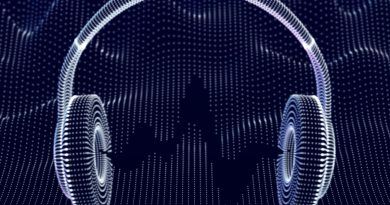 3D headphones with sound waves on dark background. Concept of electronic music listening and digital audio. Abstract visualization of digital sound waves and modern art. Vector illustration. (3D headphones with sound waves on dark background. Concept