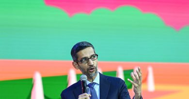 Sundar Pichai, CEO of Google Inc. speaks during an event in New Delhi