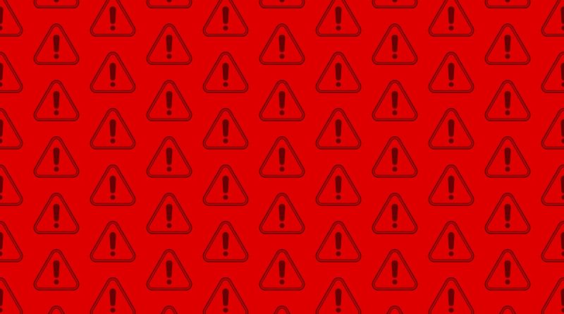 Triangular exclamation mark warning sign seamless pattern background