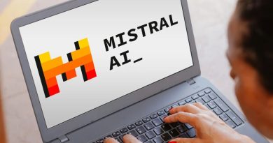 Mistral logo on laptop screen