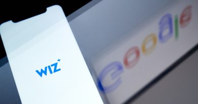 The Wiz logo on a smartphone arranged in