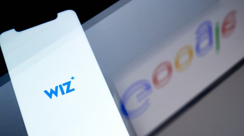 The Wiz logo on a smartphone arranged in