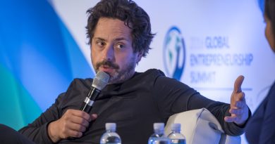 Sergey Brin speaks during the 2016 Global Entrepreneurship Summit (GES) at Stanford University