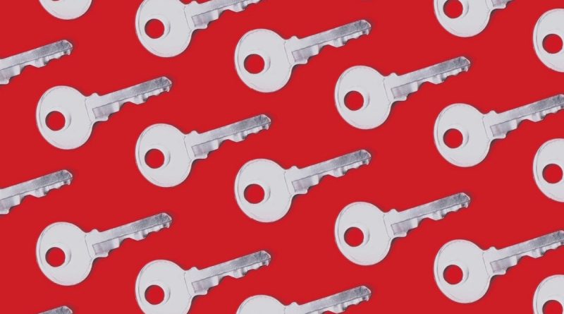 Keys on a red background