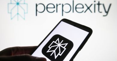 Perplexity AI logo is seen on a smartphone and on a PC screen.