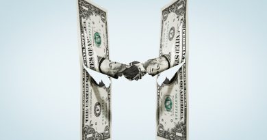 illustration of two dollar bills shaking hands