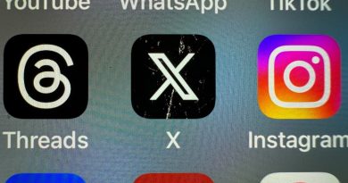 In this photo illustration the logo of US online social media and social networking site 'X' (formerly known as Twitter) is displayed centrally on a smartphone screen alongside that of Threads and Instagram