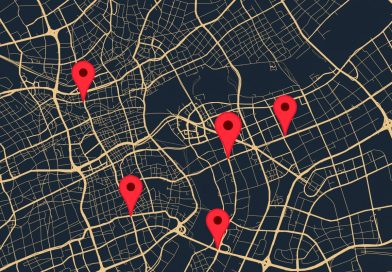A street map with location dots on top.